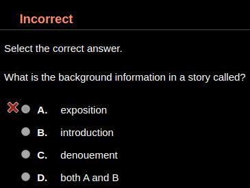 What is the background information in a story called? HINT: It's not A. A. Exposition-example-1