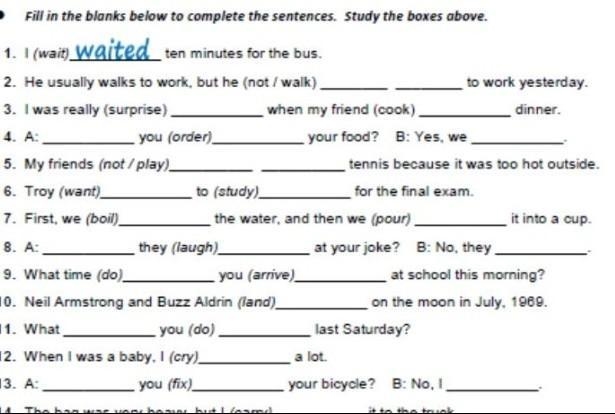 Fill in the blancks below to complete the sentences AYUDA ​-example-1