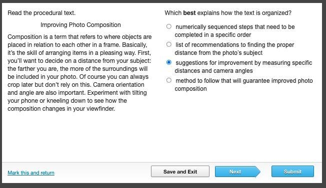 Which best explains how the text is organized?-example-1