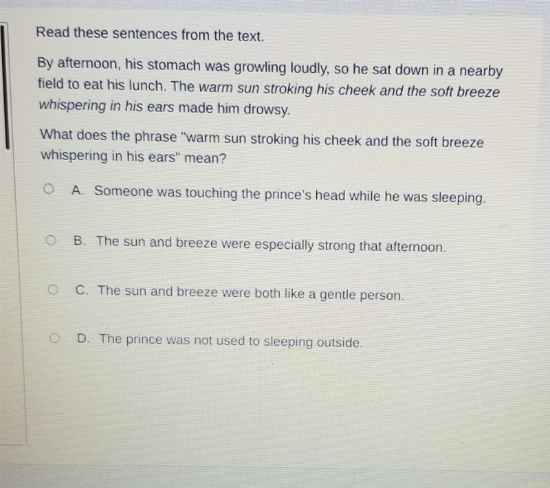 Read these sentences from the text. By afternoon, his stomach was growling loudly-example-1