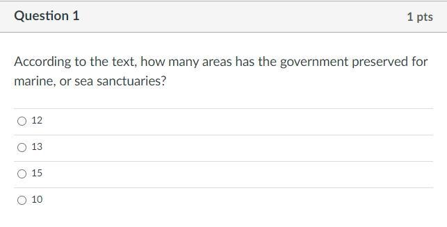 How many areas has the government preserved for marine, or sea sanctuaries? ANSWER-example-1