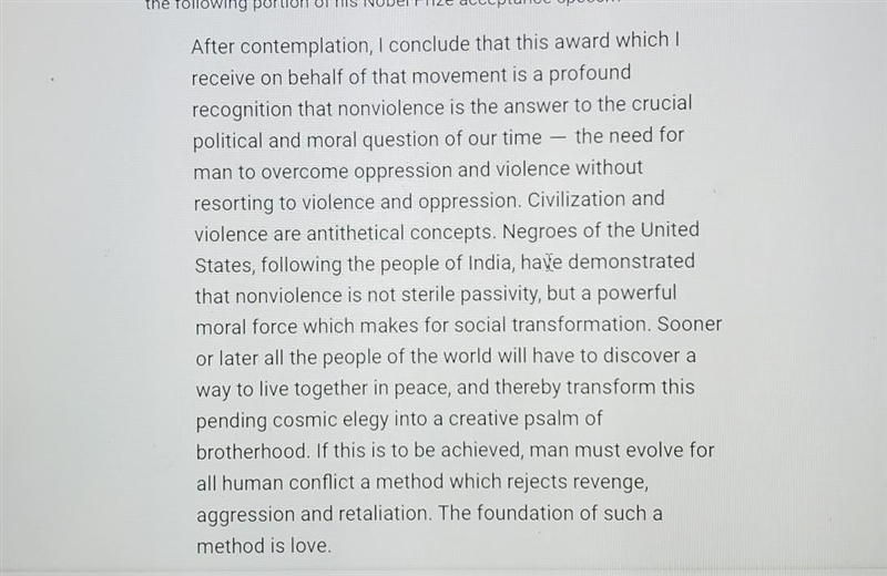 PLEASE ANSWER!!!!! 50 points What tone does Martin Luther King jr. create through-example-1