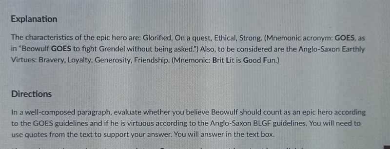 URGENT ENGLISH:Beowulf a hero? please look at the picture​-example-1