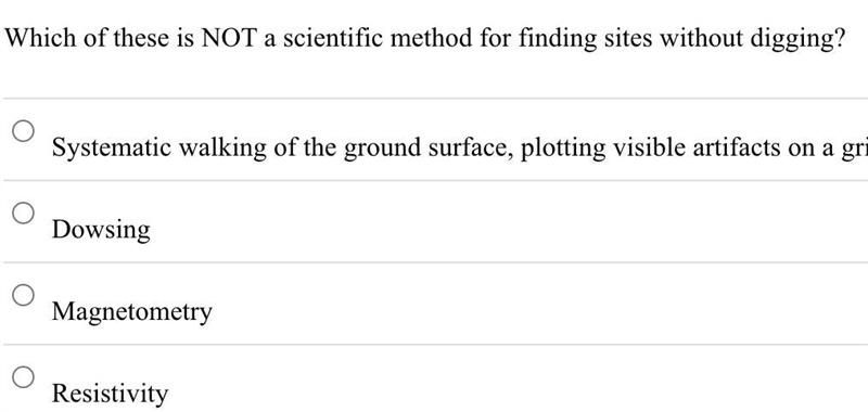 Which of these is NOT a scientific method for finding sites without digging?-example-1