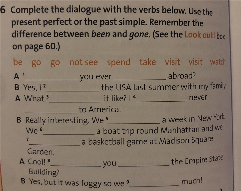 Complete the dialogue with the verbs below-example-1