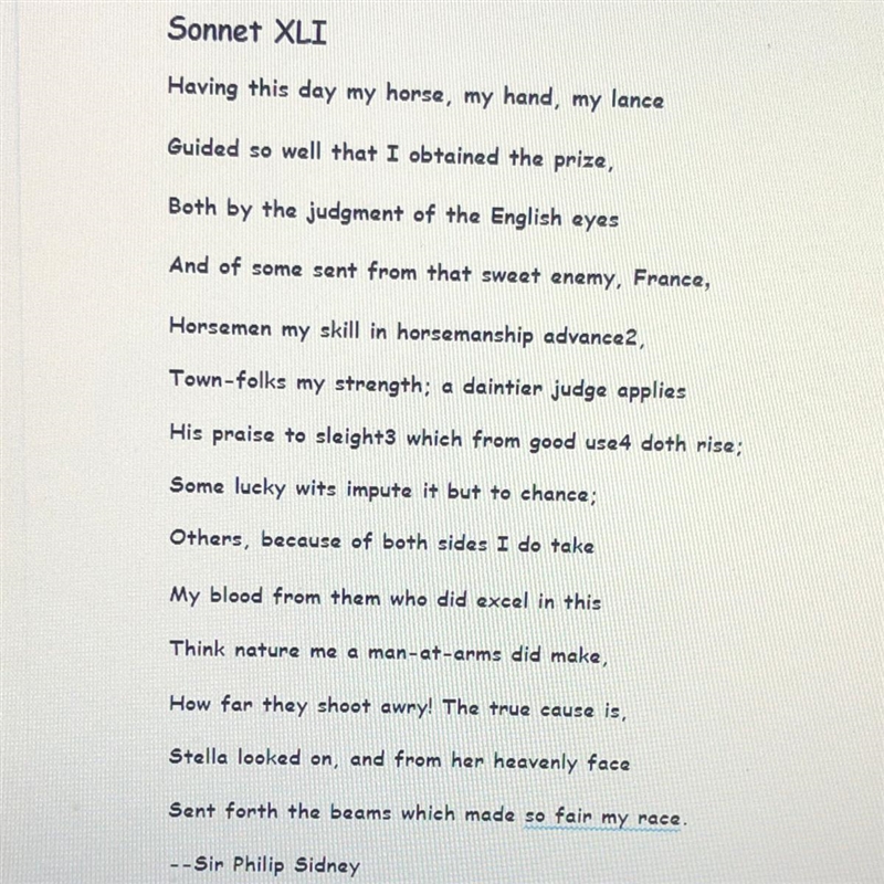 Choose the rhyme scheme of Sidney’s Sonnet XLI. - abba cdcd cdcd ee - abba abba cd-example-1