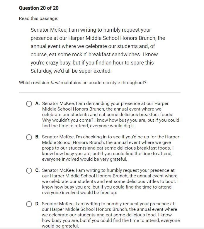 Which revision best maintains an academic style throughout?-example-1