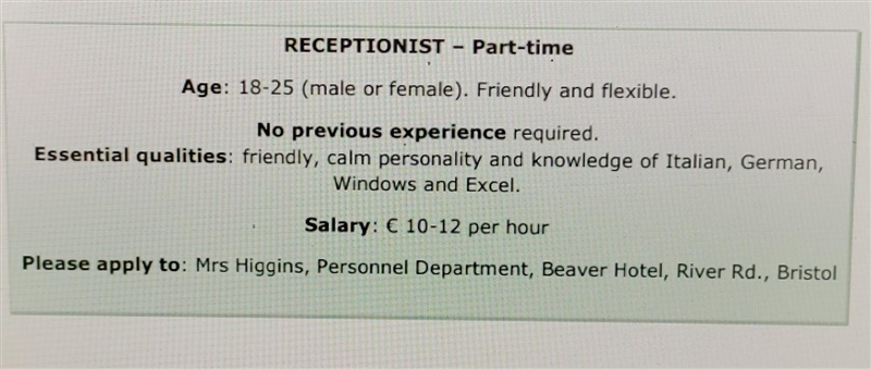 Read the job advert and write your letter of application for this job. Virite between-example-1