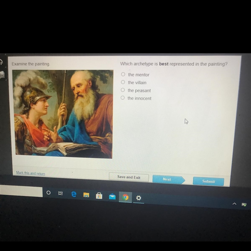 Which archetype is best represented in the painting? the mentor the villian the peasant-example-1