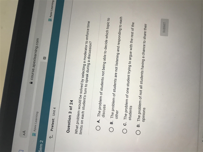 what problems would be solved by selecting a moderator to enforce time limit on each-example-1