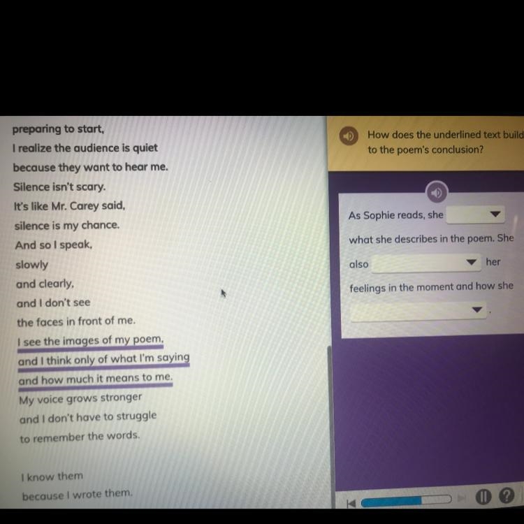 PLEASE BE FAST!! How does the underlined text build to the poem's conclusion? As Sophie-example-1