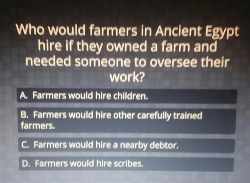 Who would farmers in Ancient Egypt hire if they owned a farm and needed someone to-example-1