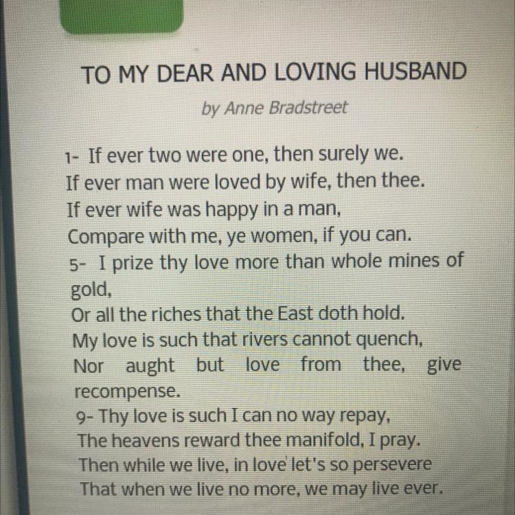 Which of the following two similar lines are used to compare Anne's love and her husband-example-1