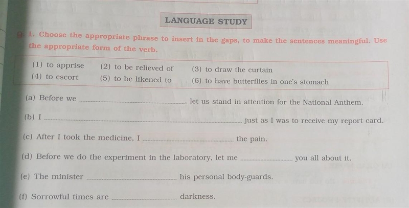 Q1.Choose the appropriate phrase to insert in the gaps,to make the sentences meaningful-example-1