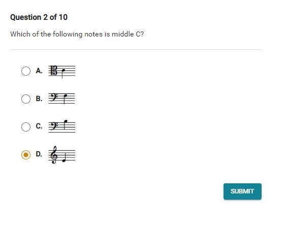 I think it's D, can someone verify? this is actually a music question but there's-example-1