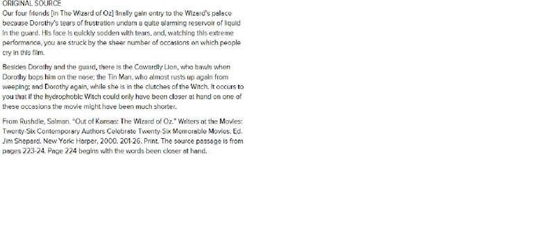 Rushdie points out the number of characters who weep in The Wizard of Oz:______. Dorothy-example-1