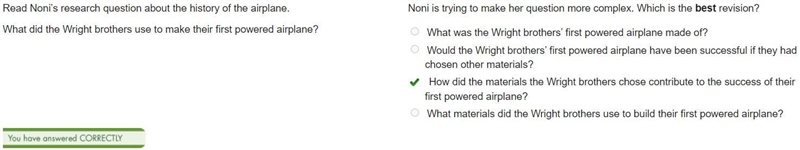 Read Noni’s research question about the history of the airplane. What did the Wright-example-1