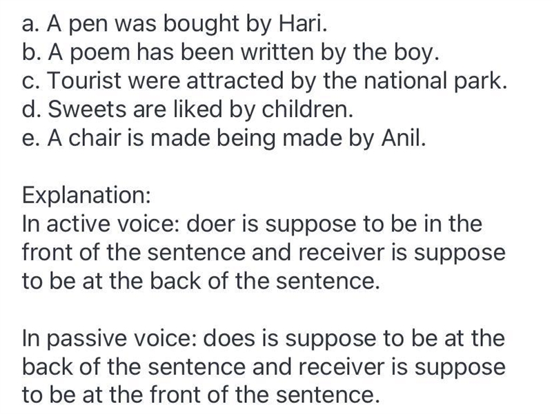 2. Change the following sentences into passive. c a. Hari bought a pen. b. The boy-example-1