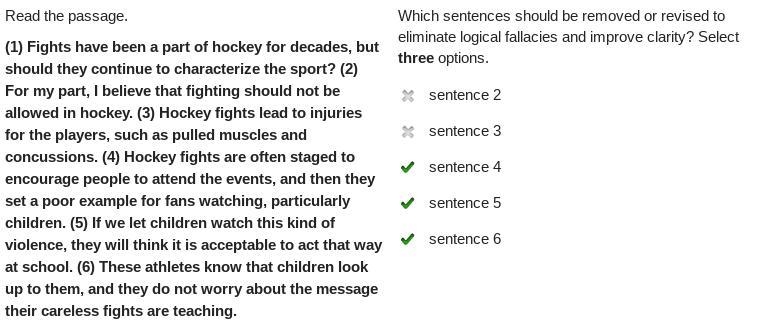 Read the passage. (1) Fights have been a part of hockey for decades, but should they-example-1