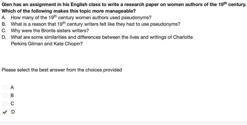 Glen has an assignment in his English class to write a research paper on women authors-example-1