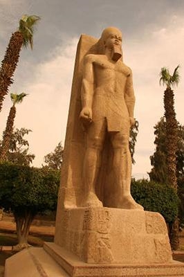 Ramses II ruled over Egypt from the years 1279 BCE to 1213 BCE. A famous statue was-example-1