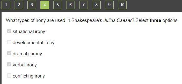 TIME REMAINING 51:32 Abc What types of irony are used in Shakespeare's Julius Caesar-example-1