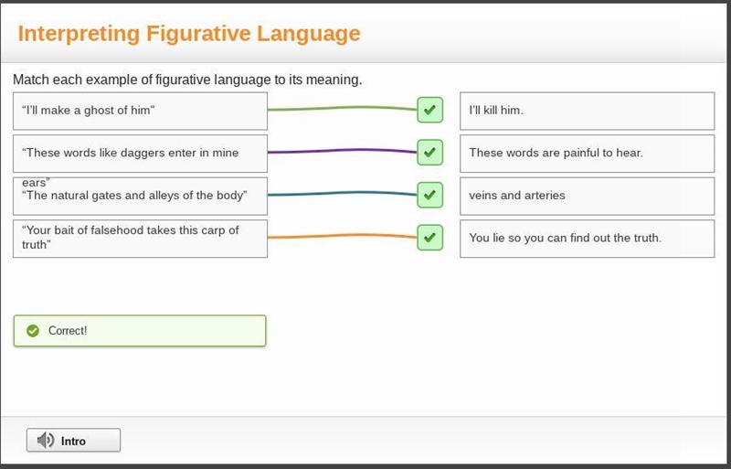 Match each example of figurative language to its meaning "I'll make a ghost of-example-1