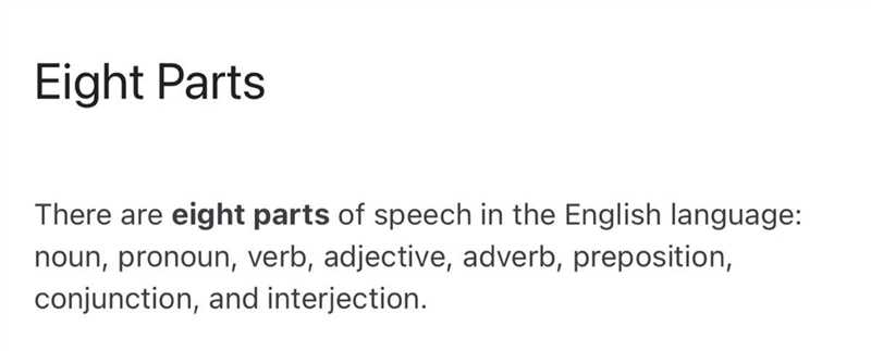 How many parts of speech does the English language have? A. Ten B. Six C. Seven D-example-1