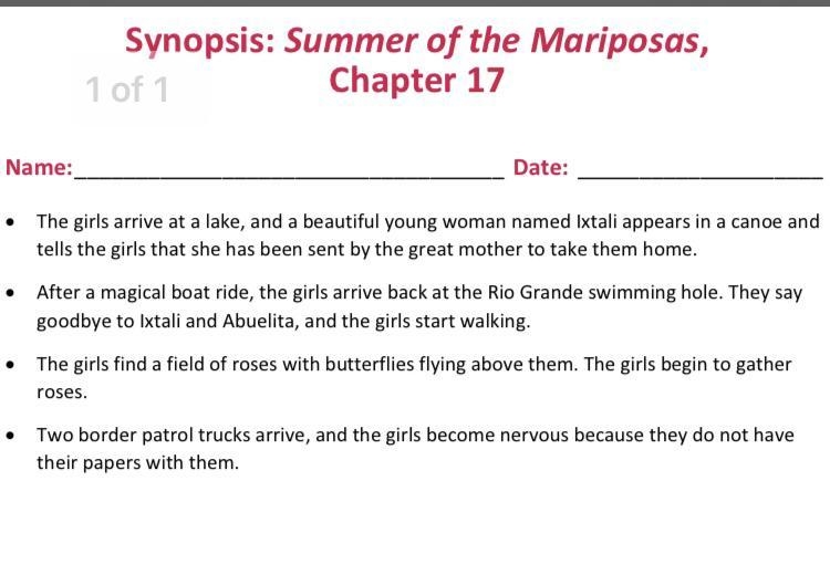 How did the girls get across the border? In chapter 17 of the summer of mariposas-example-1