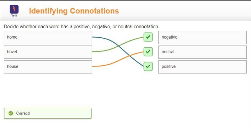 Decide whether each word has a positive, negative, or neutral connotation house negative-example-1