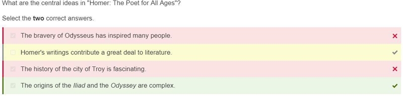 What are the central ideas in "Homer. The Poet for All Ages"? Select the-example-1