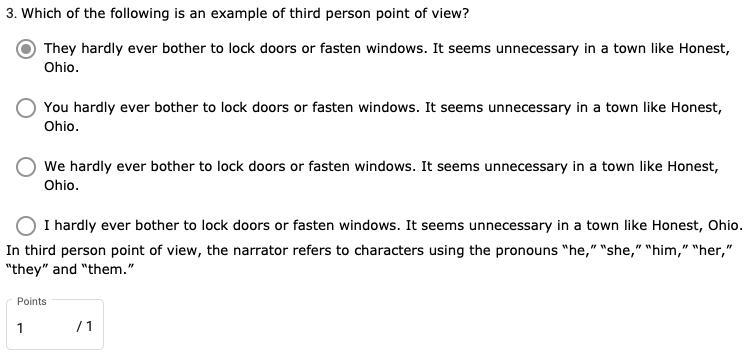 Which of the following is an example of third person point of view? We hardly ever-example-1