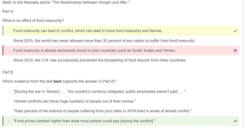 Question 1 Refer to the Newsela article "The Relationship between Hunger and-example-1