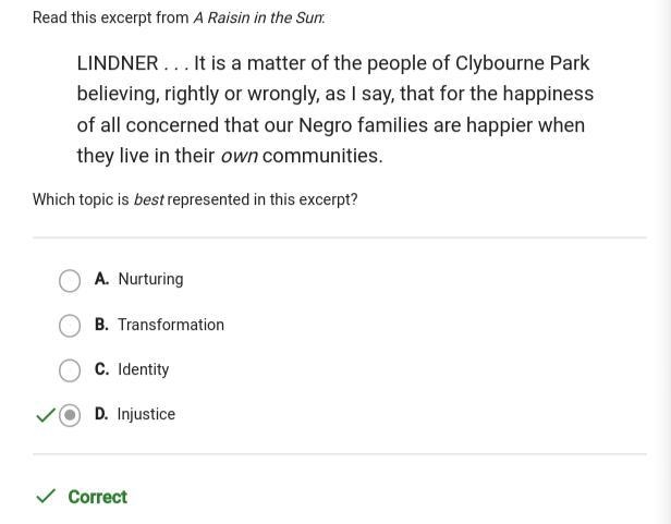 Read this excerpt from A Raisin the Sun: LINDNER ... It is a matter of the people-example-1