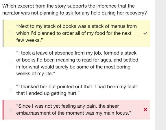 Which excerpt from the story supports the inference that the narrator was not planning-example-1