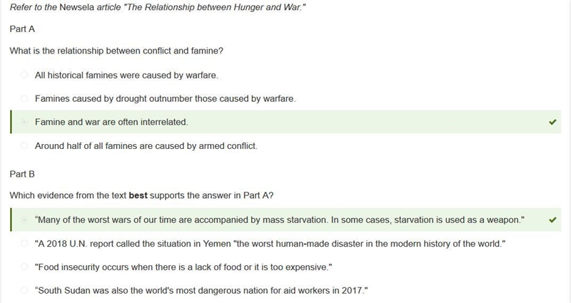 Question 1 Refer to the Newsela article "The Relationship between Hunger and-example-1