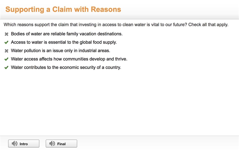 Which reasons support the claim that investing in access to clean water is vital to-example-1