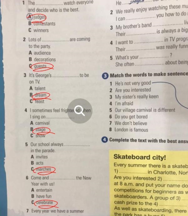 1 Choose the best answer, A, B or C. 1 The...... watch everyone and decide who is-example-1