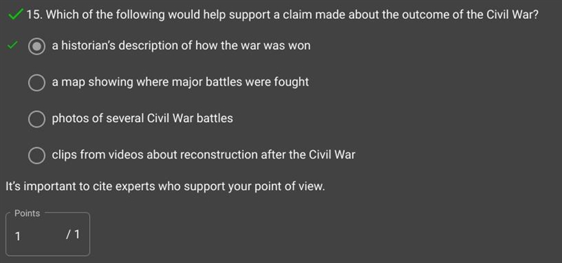 Which of the following would help support a claim made about the outcome of the Civil-example-1