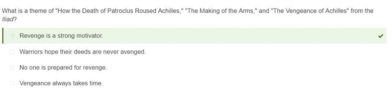 What is a theme of "How the Death of Patroclus Roused Achilles," "The-example-1