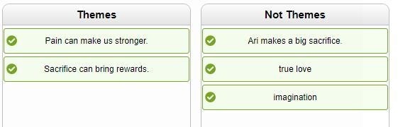 Sort the tiles according to whether they express themes. themes not themes-example-1