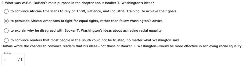 What was W.E.B. DuBois’s main purpose in the chapter about Booker T. Washington’s-example-1