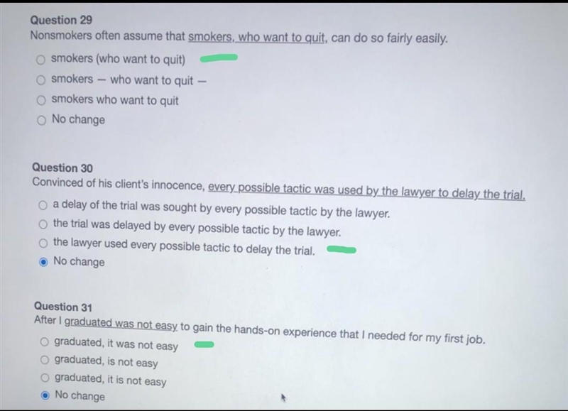 If any of the underlined segments has an error, select the answer choice that Corrects-example-1