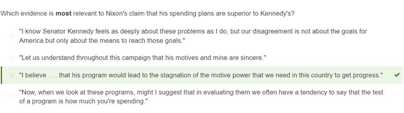 Which evidence is most relevant to Nixon's claim that his spending plans are superior-example-1