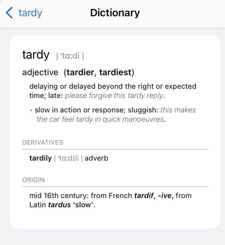 Is tardy and late are the same word???-example-1