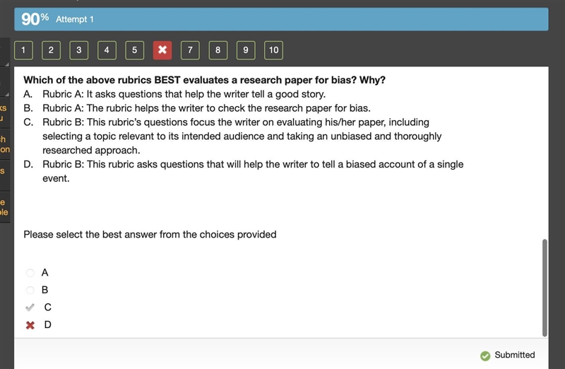 Plz helpppp i am timed plzz Which of the above rubrics BEST evaluates a research paper-example-1