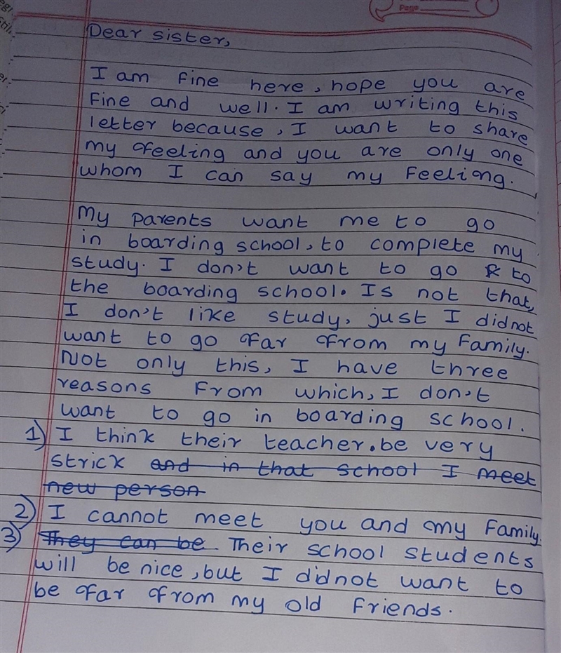 You do not want to go a boarding school write a letter to your sister who is in school-example-1