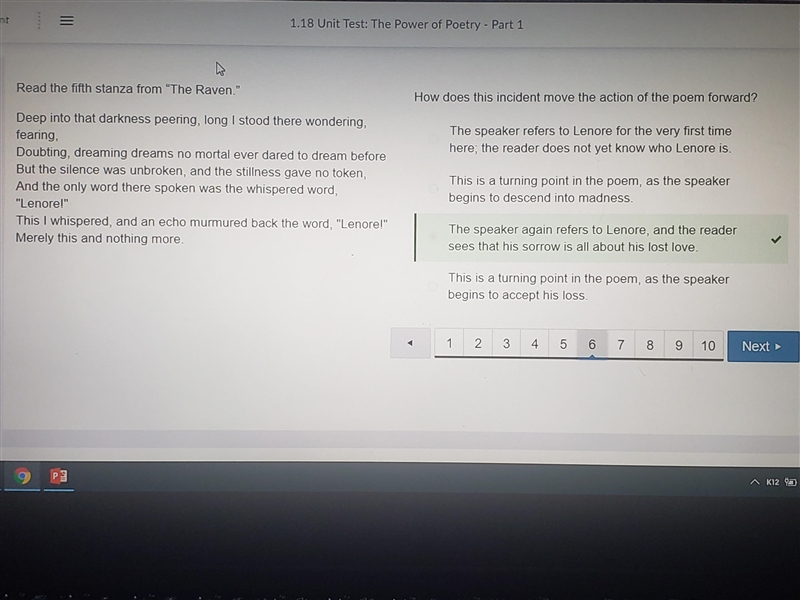 How does this incident move the action of the poem forward? A. This is a turning point-example-1