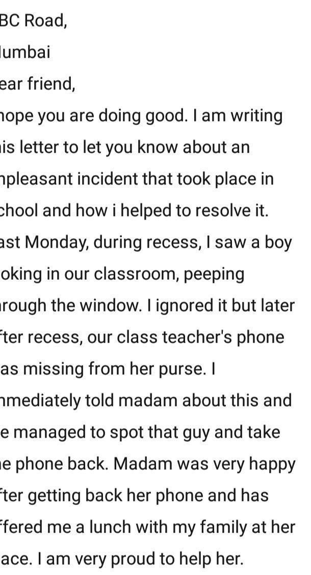 Write a letter to your friend describing how you saved a child who was in danger ​-example-1