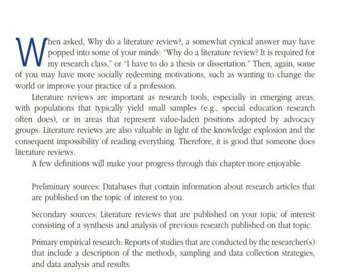 What are experience or issue raised? In literature review.-example-1